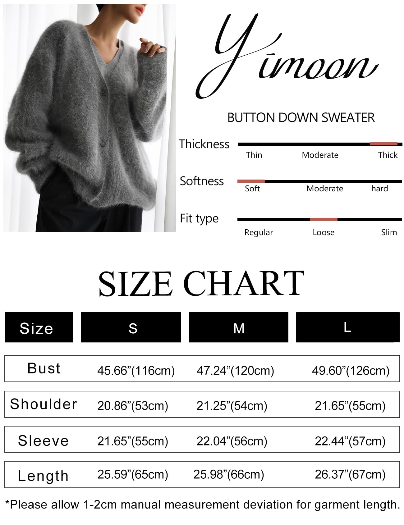 Foto 8 pulgar | Jersey Tipo Cárdigan Yimoon Fuzzy Con Cuello En V Y Botones Para Mujer - Venta Internacional.