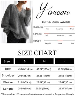 Foto 7 | Jersey Tipo Cárdigan Yimoon Fuzzy Con Cuello En V Y Botones Para Mujer - Venta Internacional.