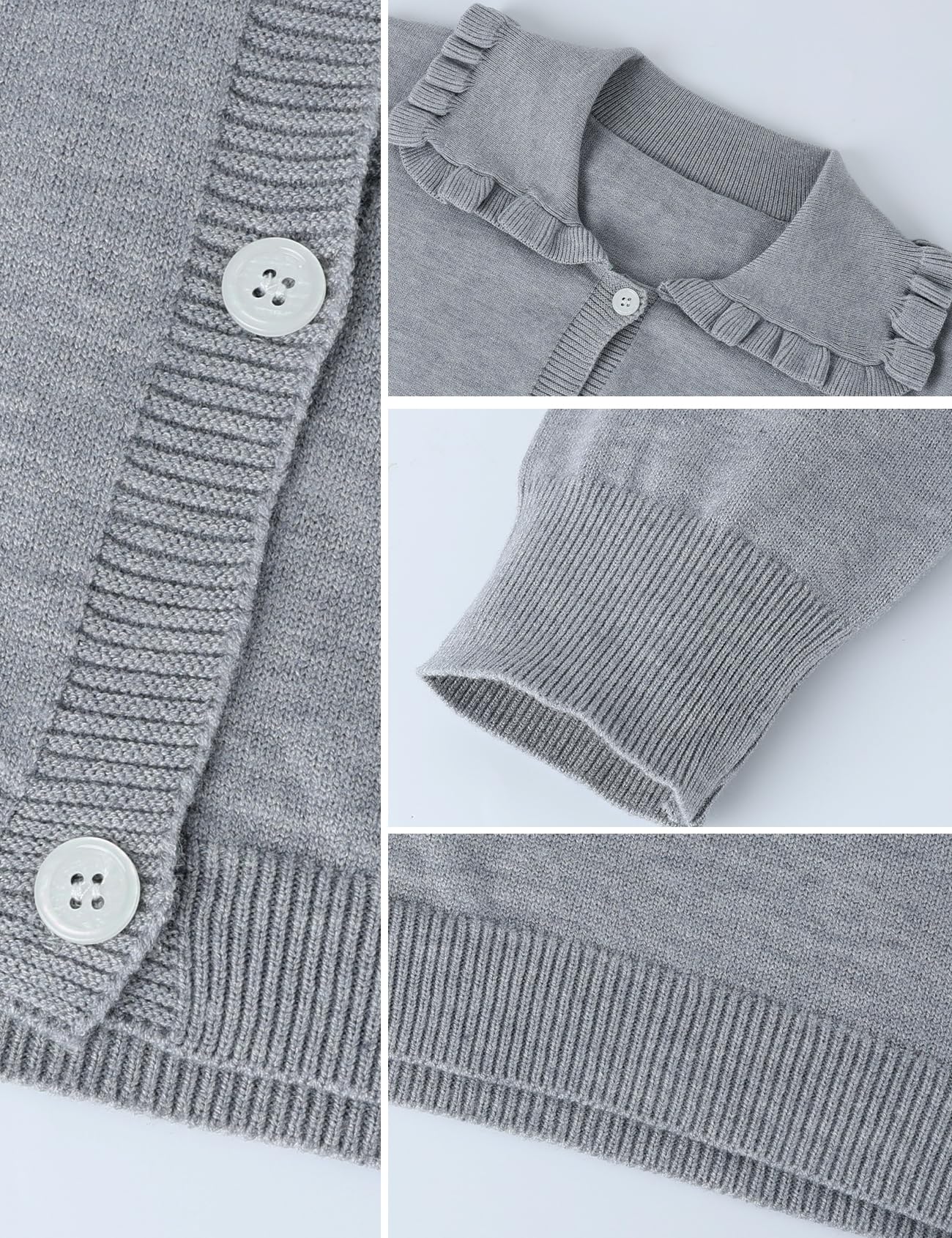 Foto 7 pulgar | Jersey Tipo Cárdigan Yimoon Con Cuello Con Volantes, Parte Delantera Abierta, Gris Para Mujer - Venta Internacional.