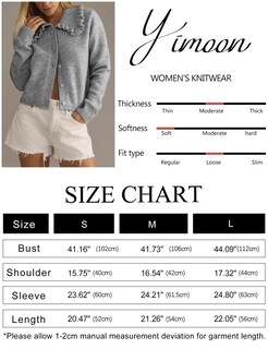Foto 7 | Jersey Tipo Cárdigan Yimoon Con Cuello Con Volantes, Parte Delantera Abierta, Gris Para Mujer - Venta Internacional.