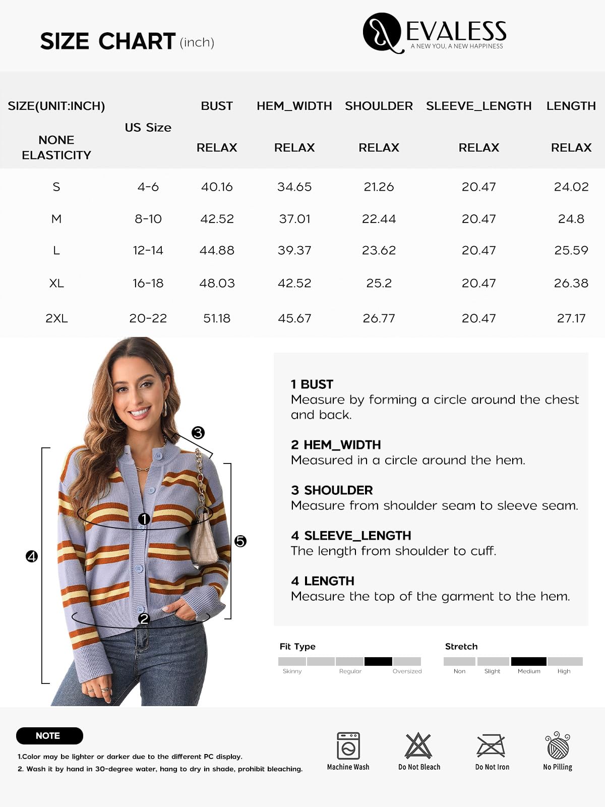 Foto 6 | Cárdigan Evaless De Punto Corto A Rayas Para Mujer, Otoño-invierno, 2024 - Venta Internacional.