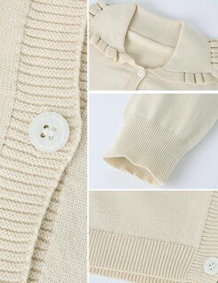 Foto 6 | Jersey Tipo Cárdigan Yimoon Con Cuello Con Volantes Para Mujer Apricot-m - Venta Internacional.