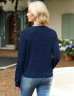 Foto 5 | Jersey Tipo Cárdigan Lomon, Ligero, Cuello En V, Azul Marino, Xxl, Para Mujer - Venta Internacional.