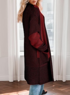 Foto 2 | Jersey Tipo Cárdigan Elegante Y Grueso Para Mujer Color Rojo Oscuro Talla L - Venta Internacional.