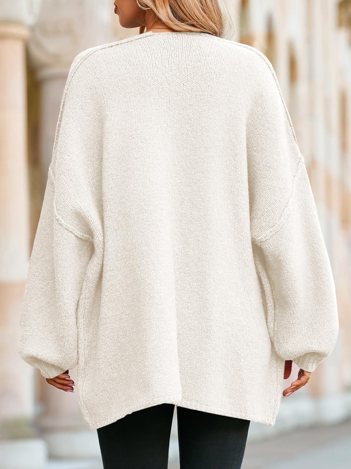 Foto 5 | Jersey Tipo Cárdigan Saodimallsu  De Punto Grueso  De Gran Tamaño  Blanco  Para Mujer - Venta Internacional.