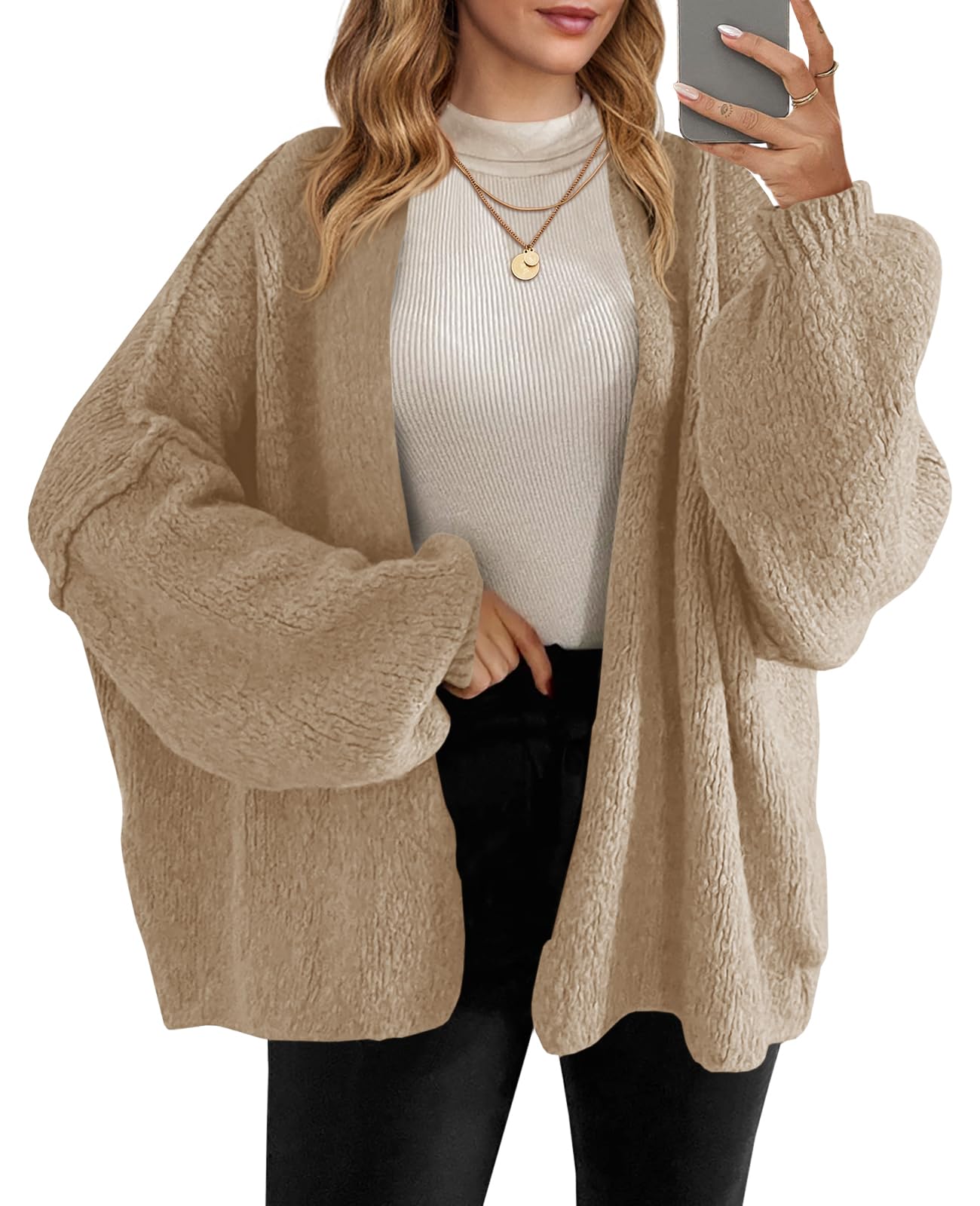 Foto 2 pulgar | Jersey Tipo Cárdigan Saodimallsu De Punto Grueso De Gran Tamaño Para Mujer - Venta Internacional.