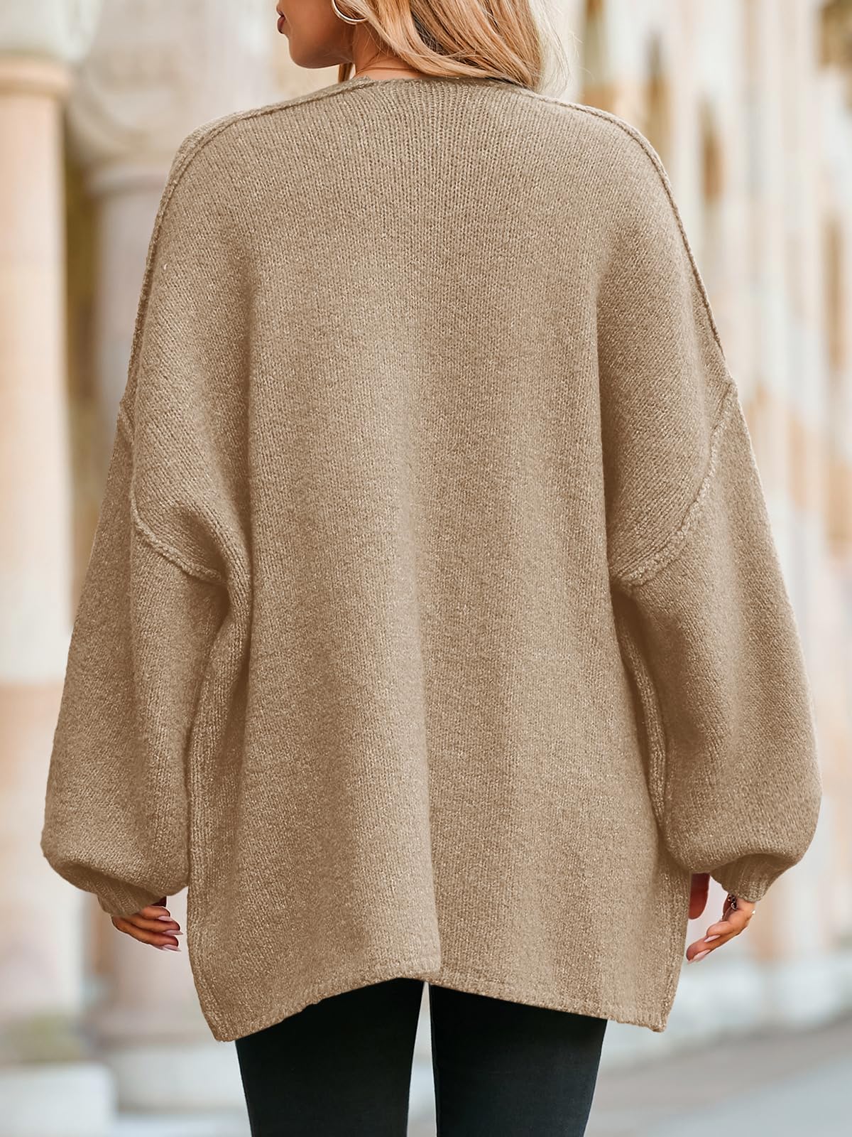 Foto 5 | Jersey Tipo Cárdigan Saodimallsu De Punto Grueso De Gran Tamaño Para Mujer - Venta Internacional.