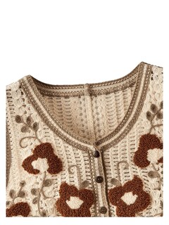 Foto 3 | Cárdigan De Punto Con Botones Y Estampado Floral Verdusa Color Marrón - Venta Internacional.