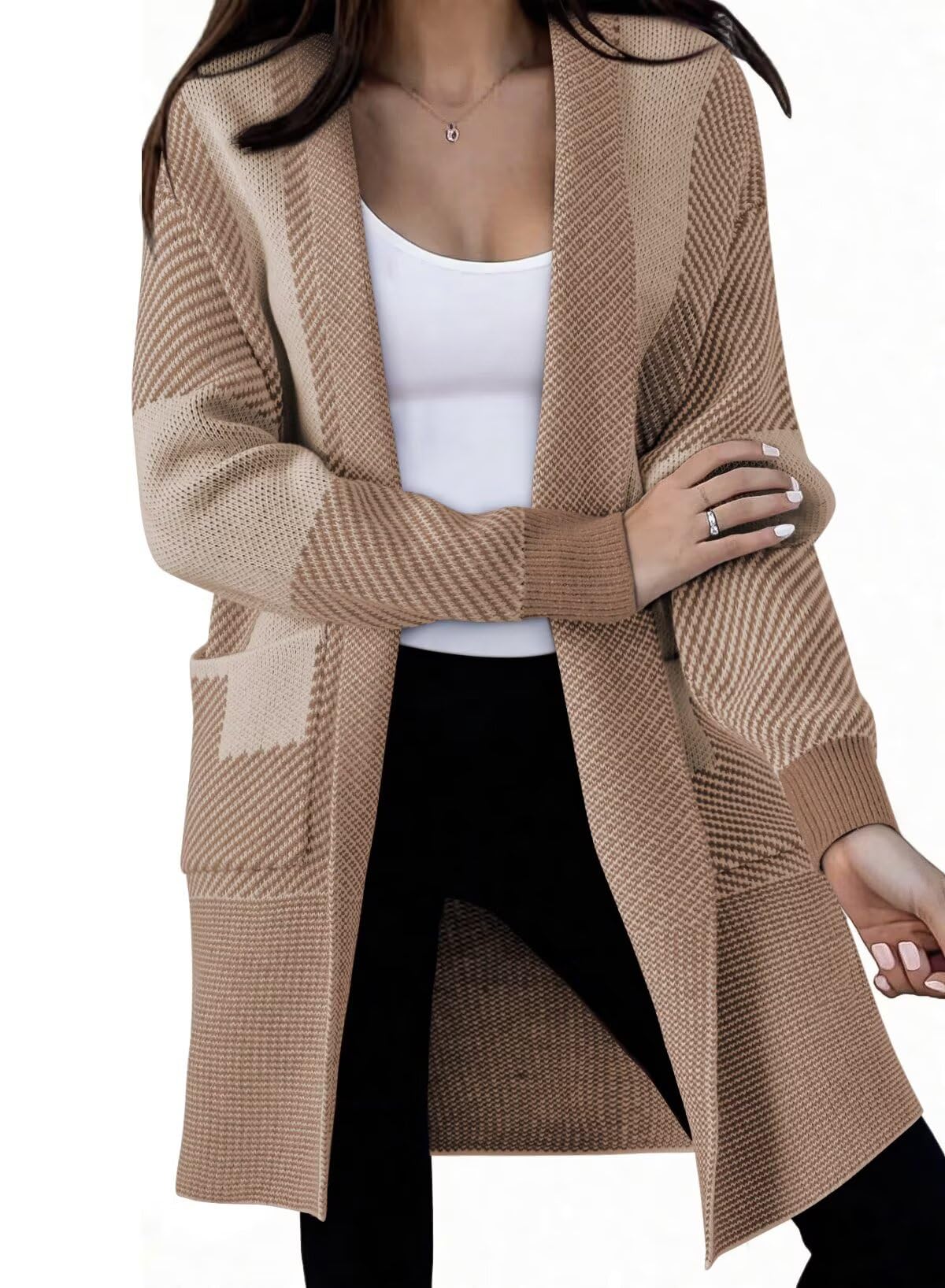 Foto 1 | Suéter Tipo Cárdigan  Elegante  Talla Grande  Manga Larga Para Mujer - Venta Internacional.