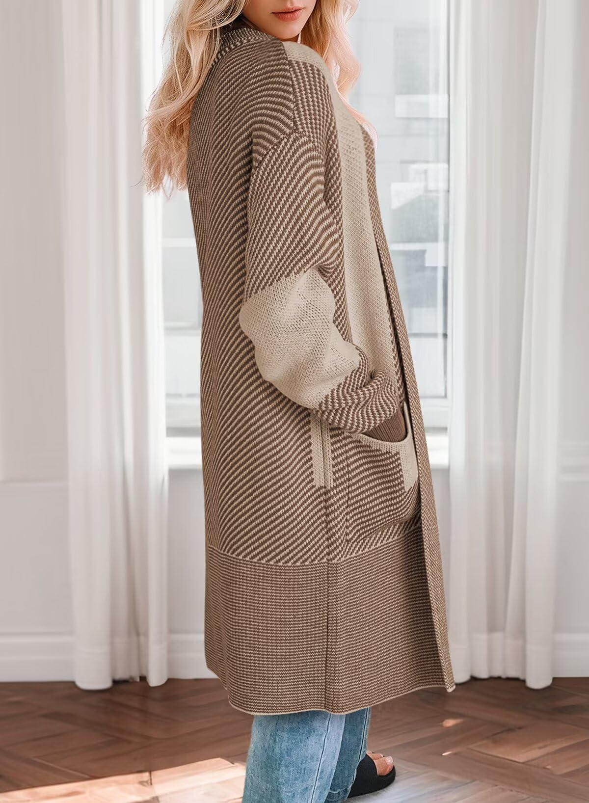 Foto 2 | Suéter Tipo Cárdigan  Elegante  Talla Grande  Manga Larga Para Mujer - Venta Internacional.