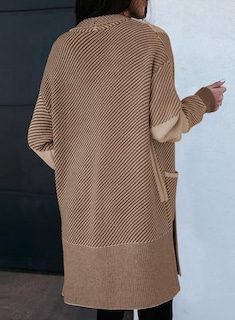 Foto 3 | Suéter Tipo Cárdigan Elegante Talla Grande Manga Larga Para Mujer - Venta Internacional.