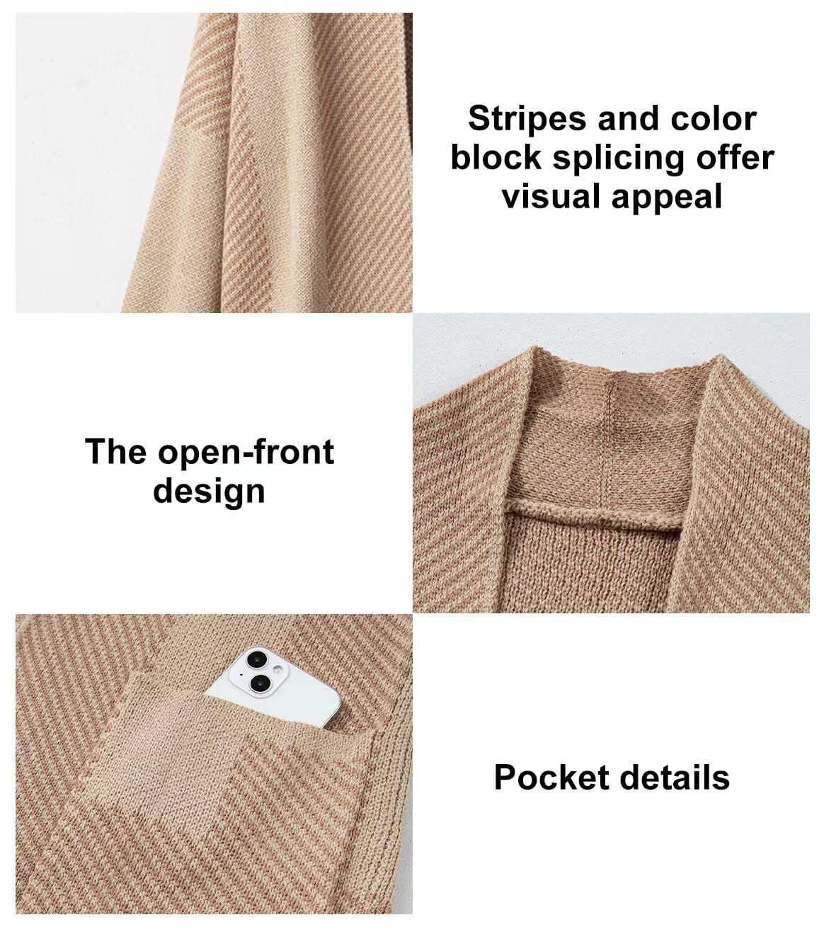 Foto 5 pulgar | Suéter Tipo Cárdigan  Elegante  Talla Grande  Manga Larga Para Mujer - Venta Internacional.