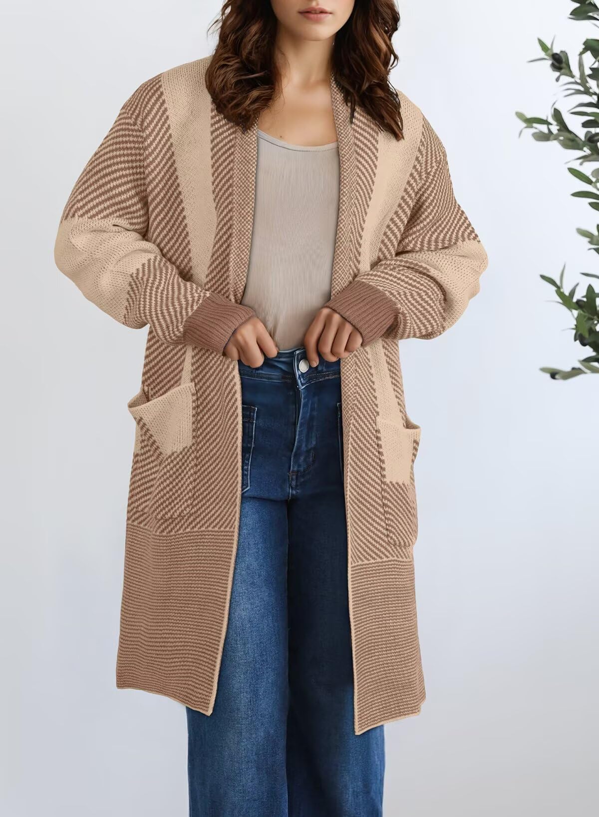 Foto 7 pulgar | Suéter Tipo Cárdigan  Elegante  Talla Grande  Manga Larga Para Mujer - Venta Internacional.