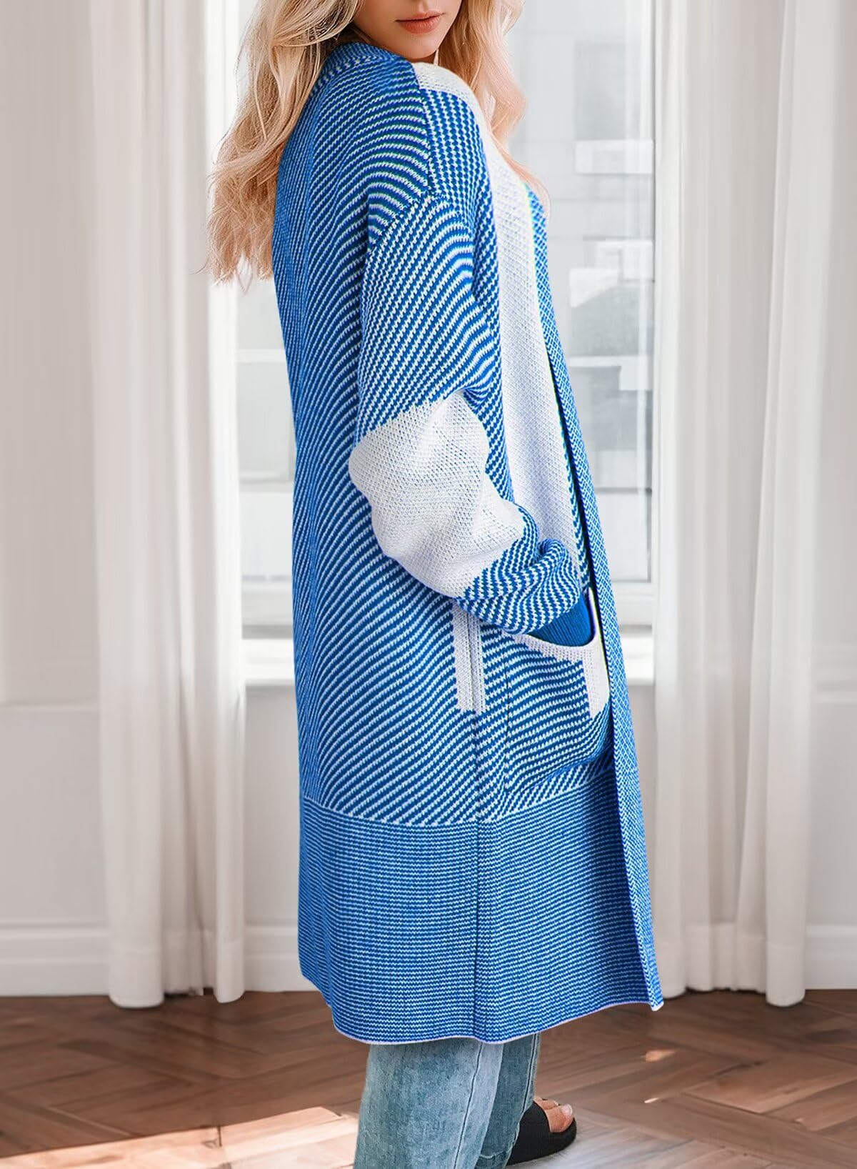 Foto 2 | Suéter Tipo Cárdigan  Elegante  A La Moda Para Mujer  Color Azul Cielo - Venta Internacional.