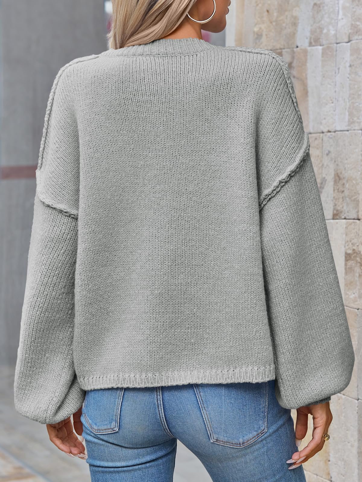 Foto 6 pulgar | Jersey Tipo Cárdigan Saodimallsu De Punto Grueso De Gran Tamaño Gris Para Mujer - Venta Internacional.