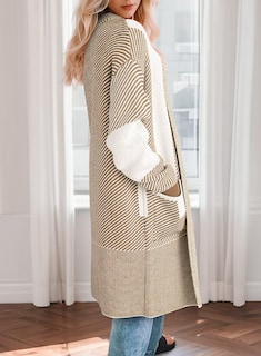 Foto 2 | Suéter Tipo Cárdigan Elegante Para Mujer Largo De Gran Tamaño Bloque De Color - Venta Internacional.