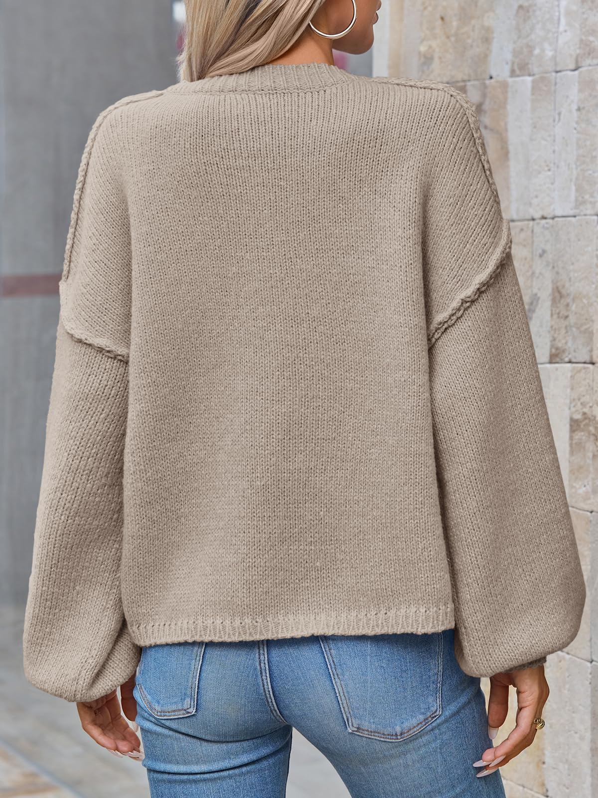 Foto 6 pulgar | Jersey Tipo Cárdigan Saodimallsu De Punto Grueso De Gran Tamaño Para Mujer - Venta Internacional.