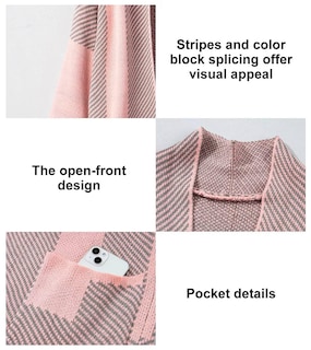 Foto 4 | Jersey Tipo Cárdigan Astylish Chunky Para Mujer Color Rosa Claro Talla L - Venta Internacional.