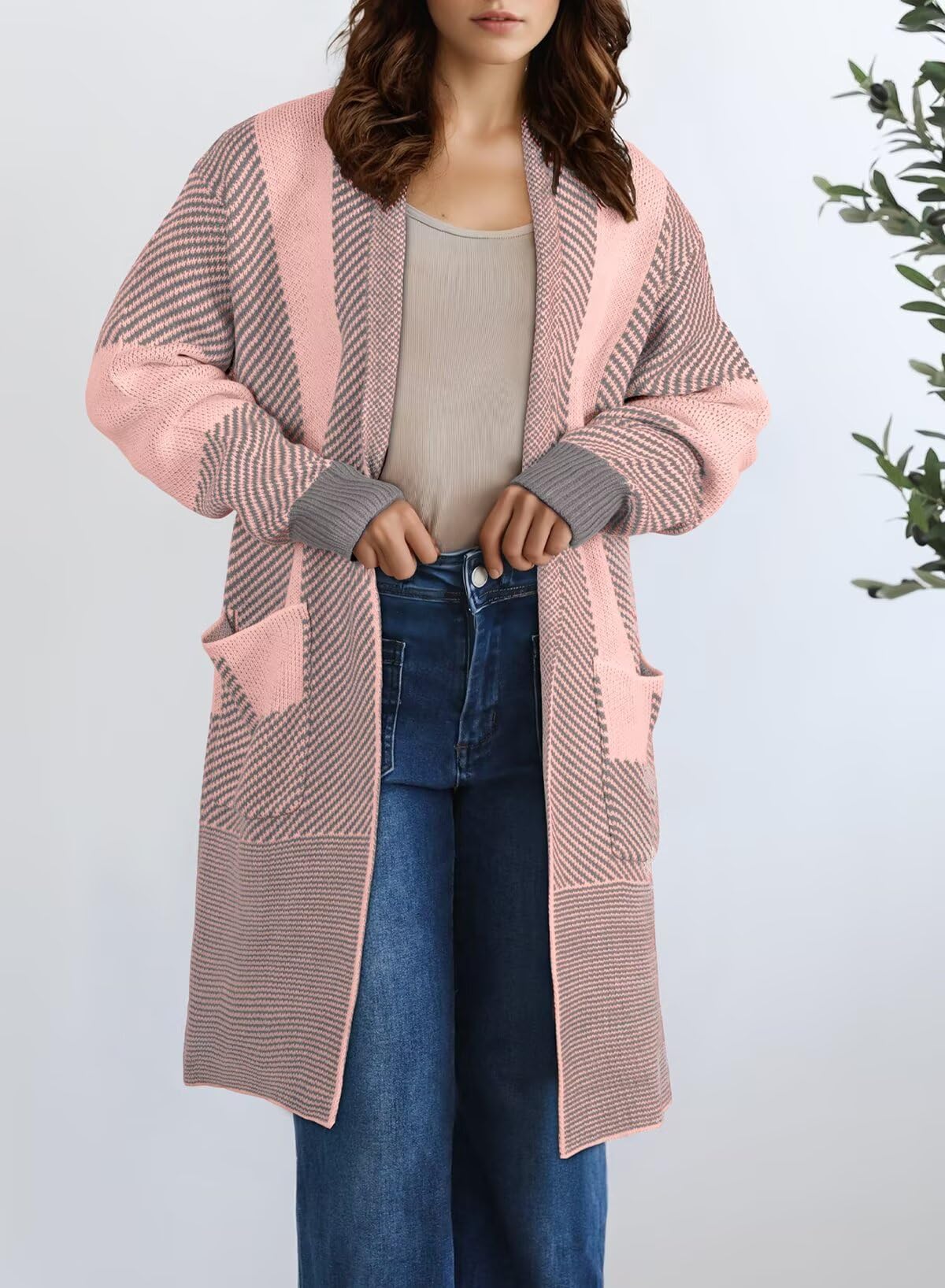 Foto 6 | Jersey Tipo Cárdigan Astylish Chunky Para Mujer  Color Rosa Claro  Talla L - Venta Internacional.