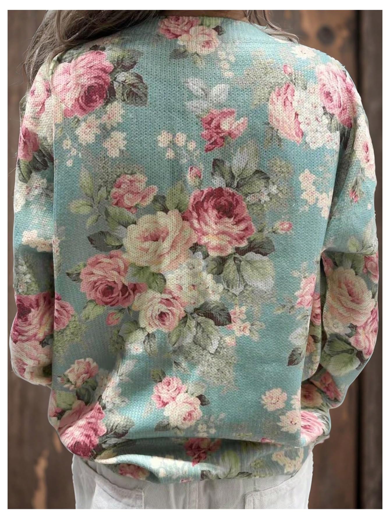 Foto 3 pulgar | Jersey Tipo Cárdigan Soly Hux Con Estampado Floral Para Mujer  Color Verde  Talla S - Venta Internacional.