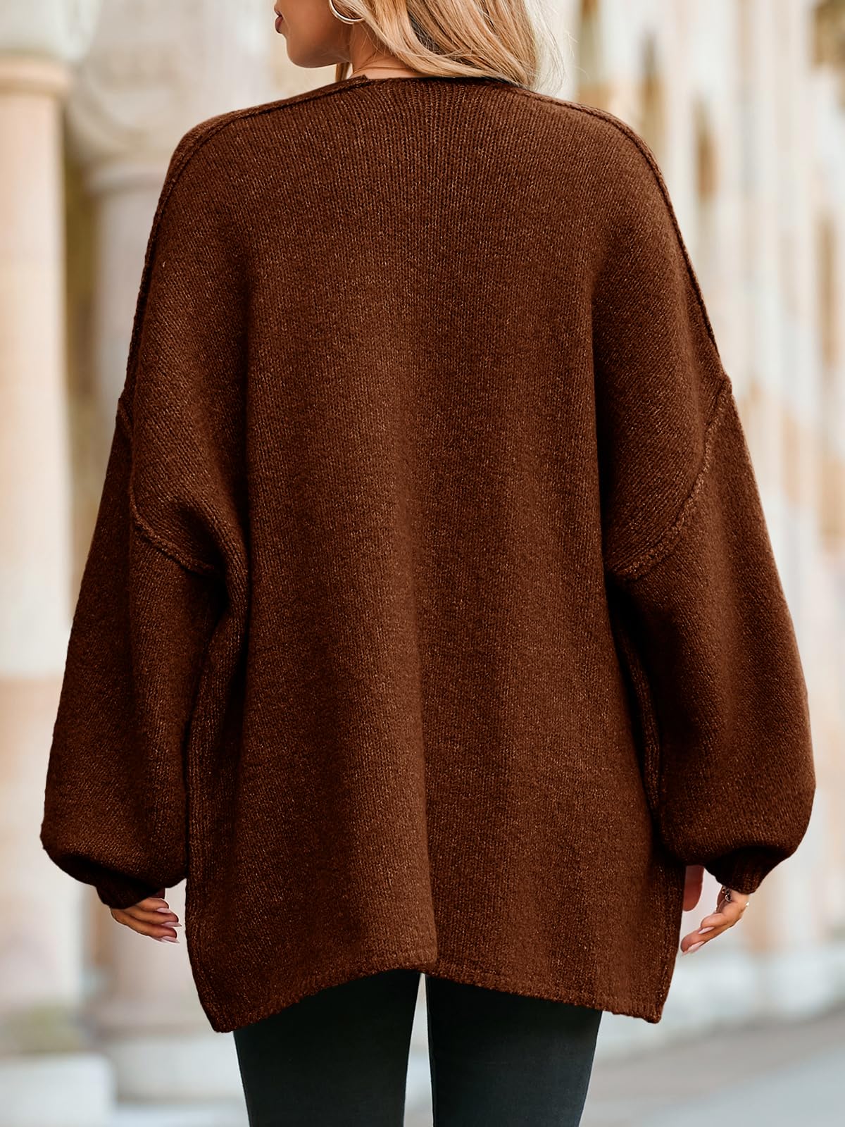Foto 6 pulgar | Jersey Tipo Cárdigan Saodimallsu  De Punto Grueso  De Gran Tamaño  Marrón  Para Mujer - Venta Internacional.