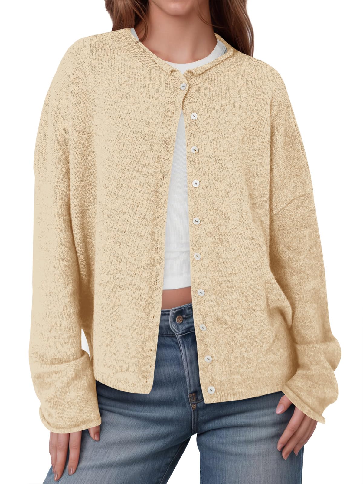 Foto 1 | Jersey Tipo Cárdigan Saodimallsu Para Mujer  Con Botones  Color Albaricoque - Venta Internacional.