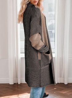 Foto 2 | Suéter Tipo Cárdigan Elegante Para Mujer Con Bloques De Color En La Parte Delantera Abierta - Venta Internacional.