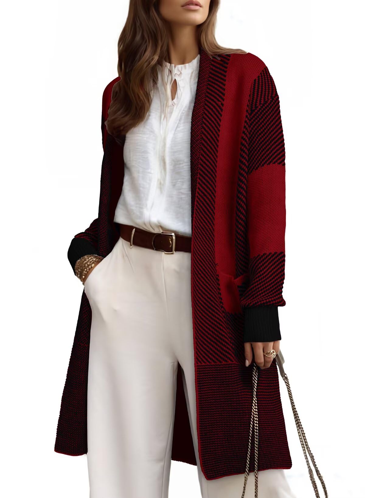 Foto 4 | Suéter Astylish De Punto Extragrande Para Mujer  Color Rojo Oscuro - Venta Internacional.