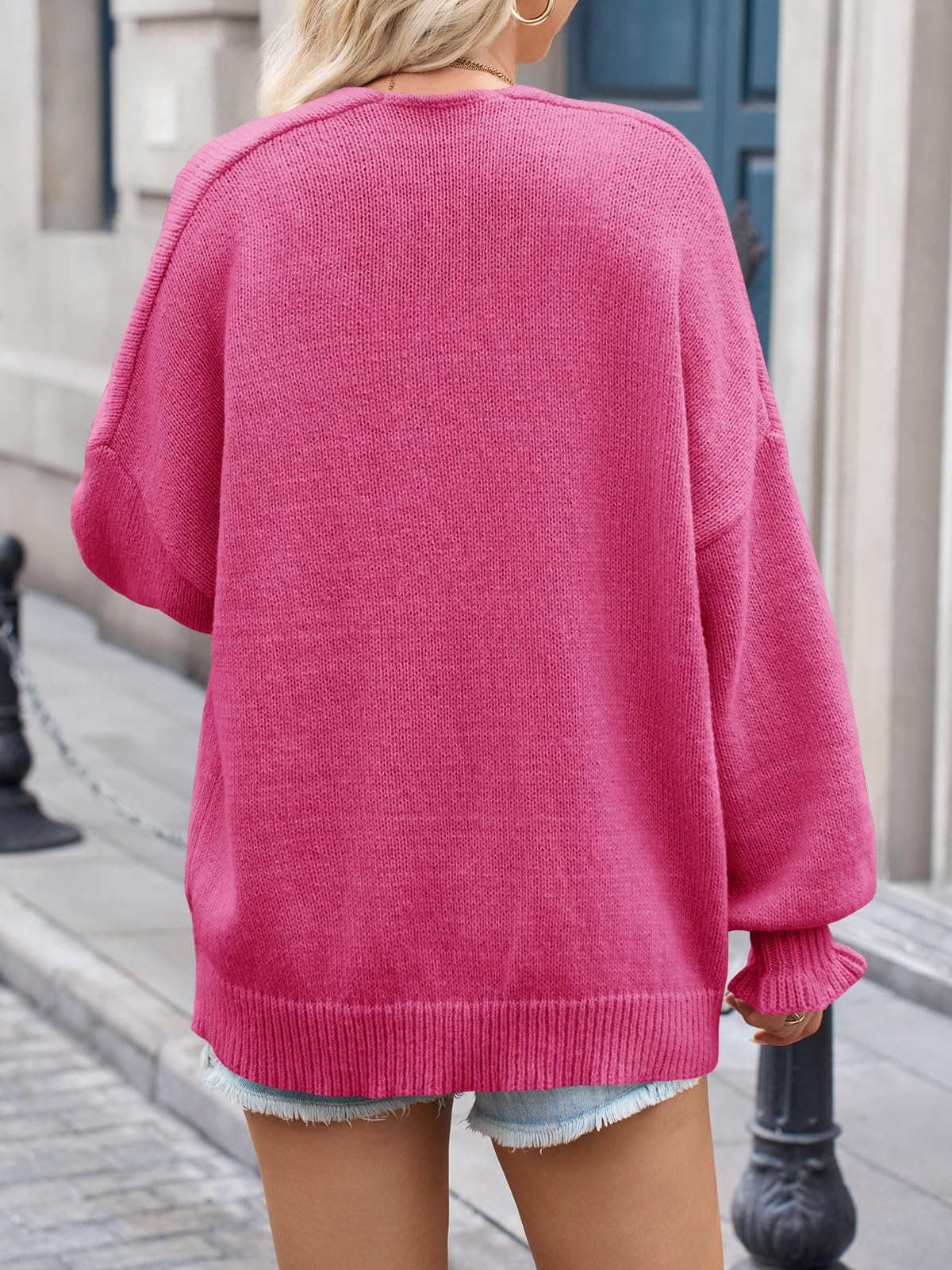 Foto 6 pulgar | Chaqueta Saodimallsu Para Mujer  Extragrande  Con Parte Delantera Abierta  Color Rojo Rosado - Venta Internacional.
