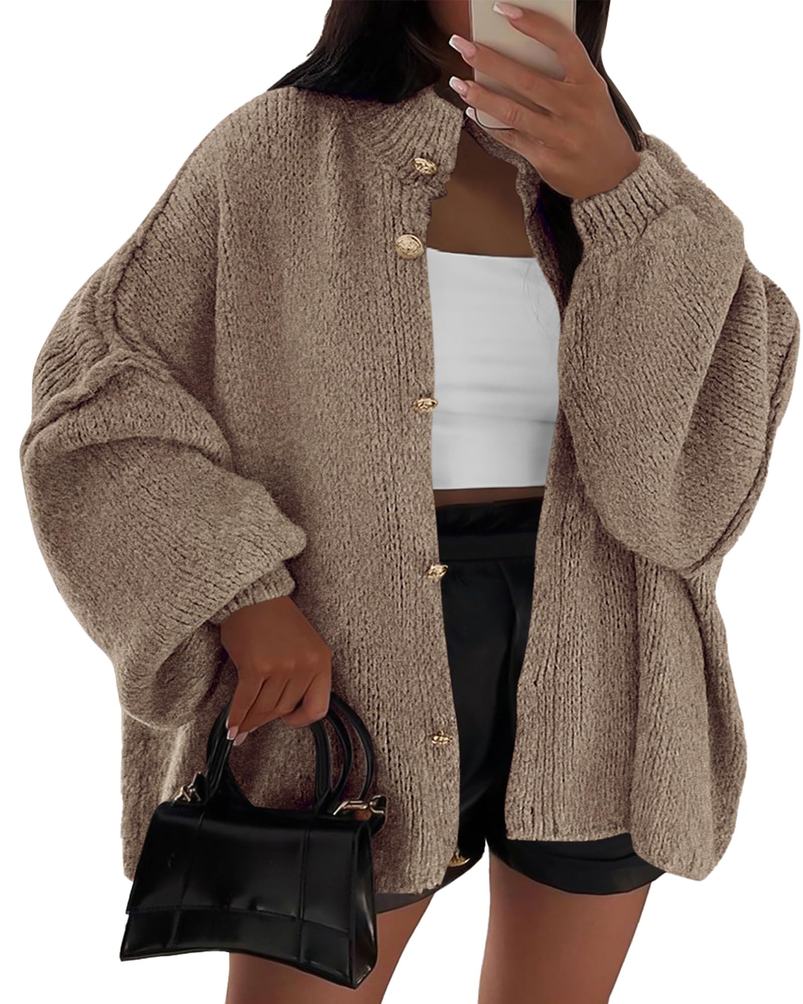 Foto 2 pulgar | Suéteres Tipo Cárdigan Para Mujer Btfbm 2025 Otoño-invierno Camel - Venta Internacional.