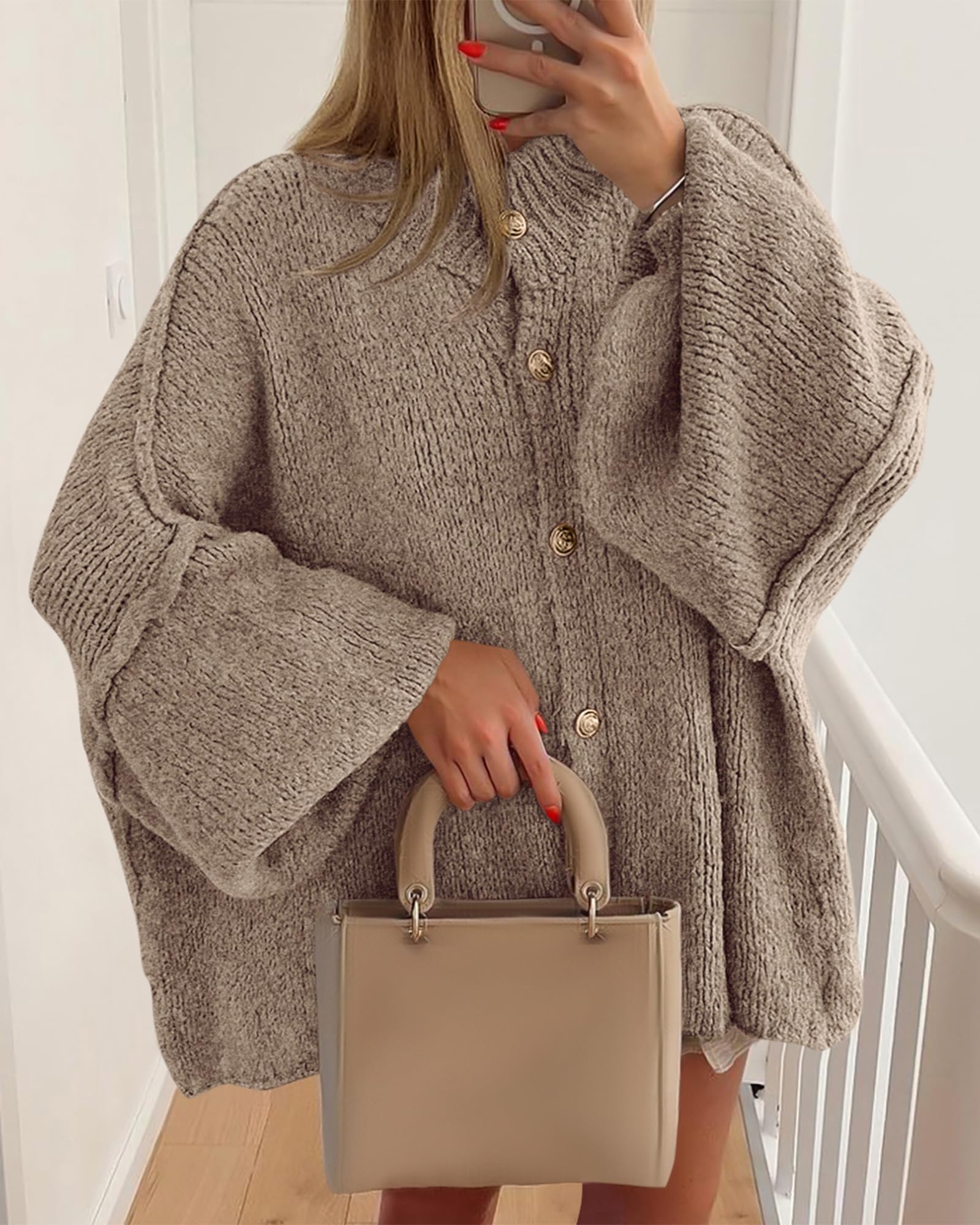 Foto 4 pulgar | Suéteres Tipo Cárdigan Para Mujer Btfbm 2025 Otoño-invierno Camel - Venta Internacional.