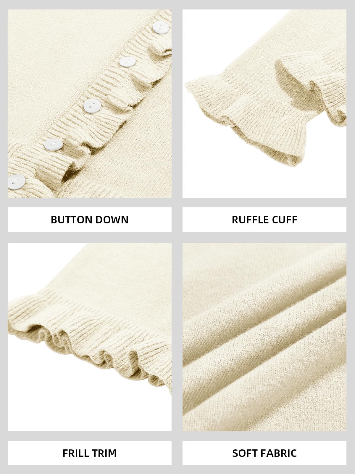 Foto 6 pulgar | Jersey Tipo Cárdigan Saodimallsu Para Mujer Con Volantes Y Botones  Color Beige - Venta Internacional.