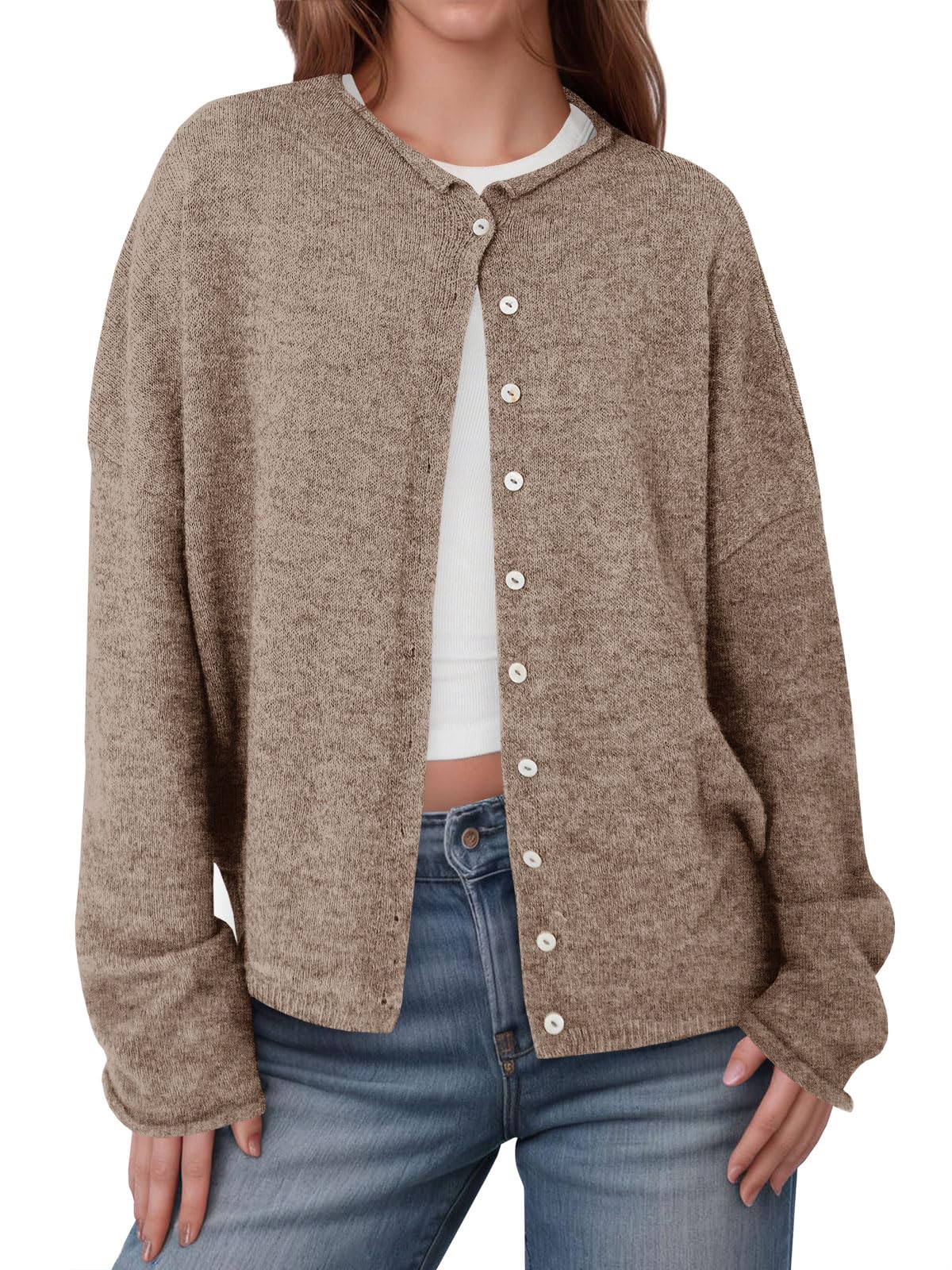 Jersey Tipo Cárdigan Saodimallsu Con Cuello Redondo Y Botones Para Mujer - Venta Internacional.