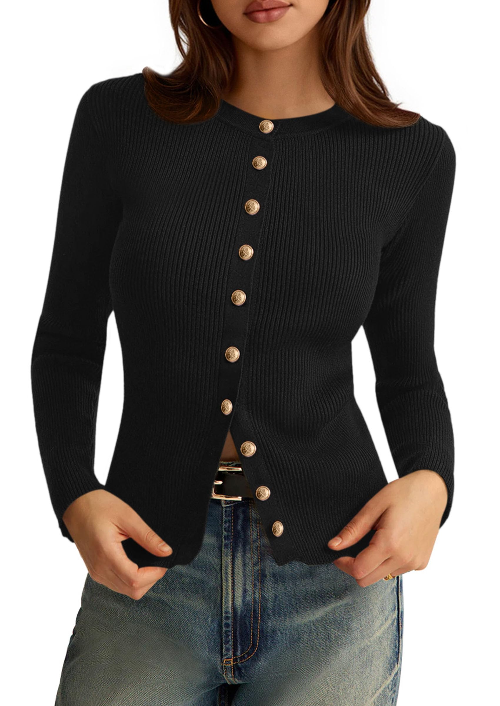 Foto 1 | Jersey Tipo Cárdigan Prettygarden Para Mujer  De Punto Acanalado De Otoño 2025 - Venta Internacional.