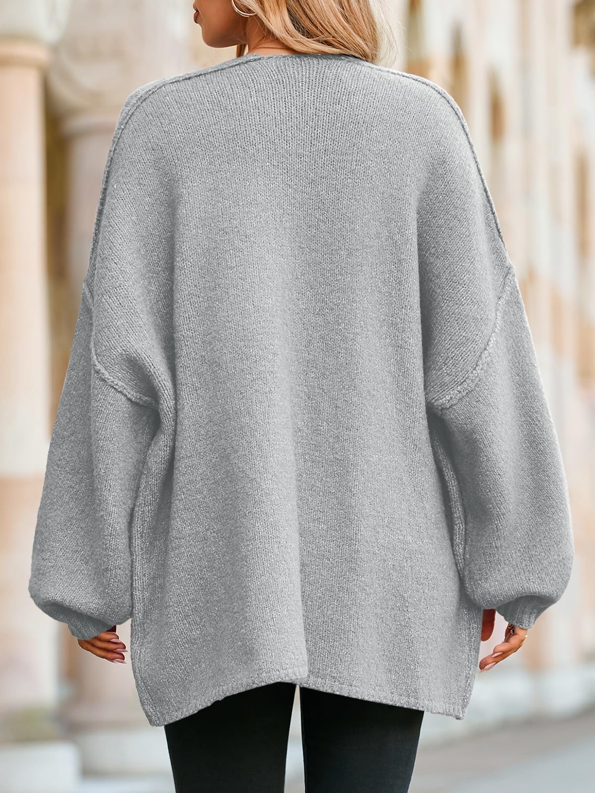 Foto 6 pulgar | Jersey Tipo Cárdigan Saodimallsu De Punto Grueso De Gran Tamaño Gris Para Mujer - Venta Internacional.