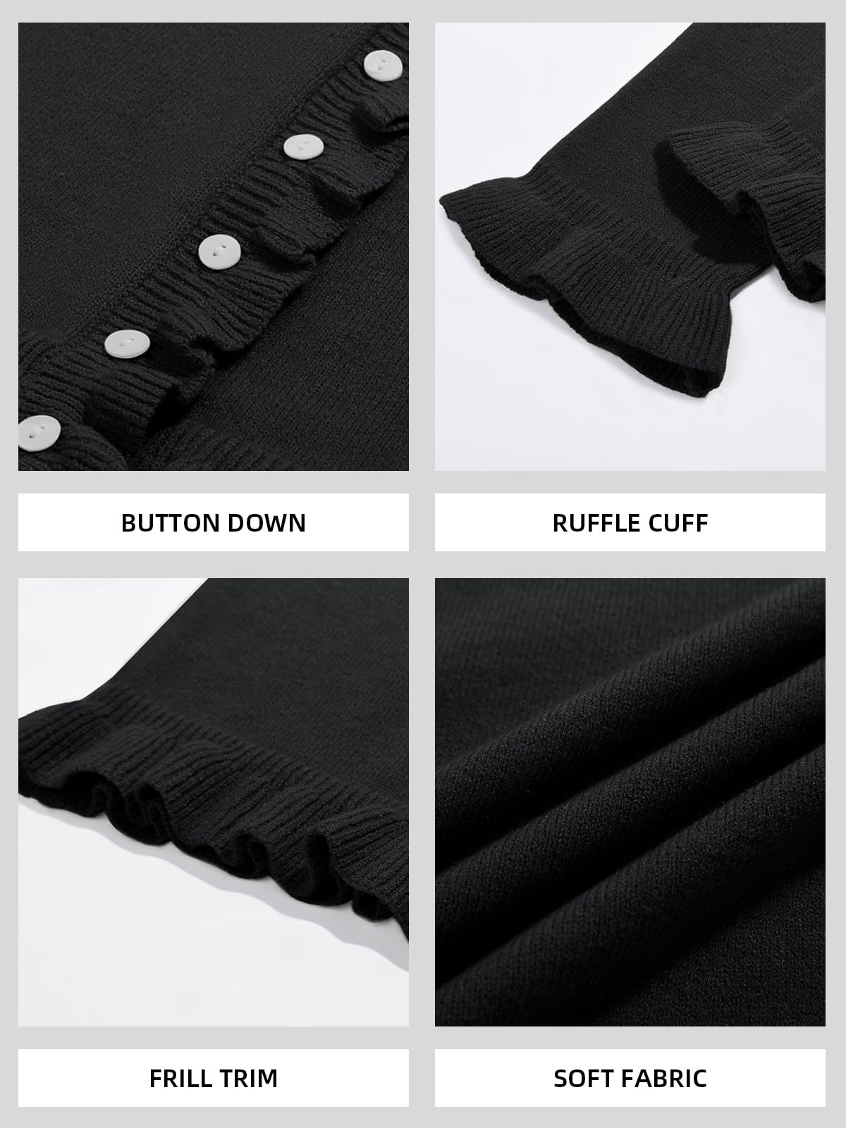 Foto 6 pulgar | Jersey Tipo Cárdigan Saodimallsu Para Mujer Con Volantes Y Botones  Color Negro - Venta Internacional.
