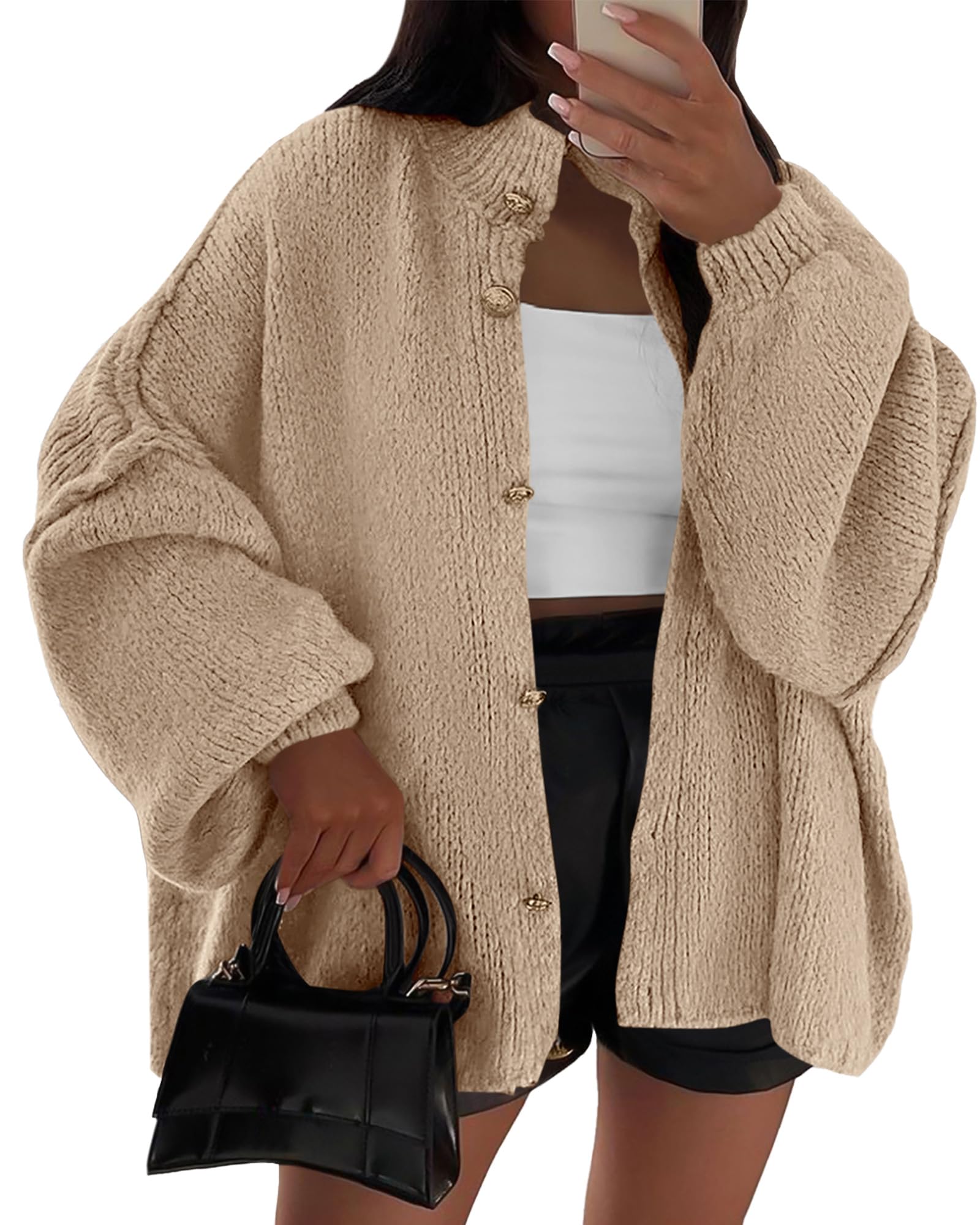 Foto 2 pulgar | Suéteres Tipo Cárdigan Para Mujer Btfbm 2025 Otoño-invierno Albaricoque - Venta Internacional.