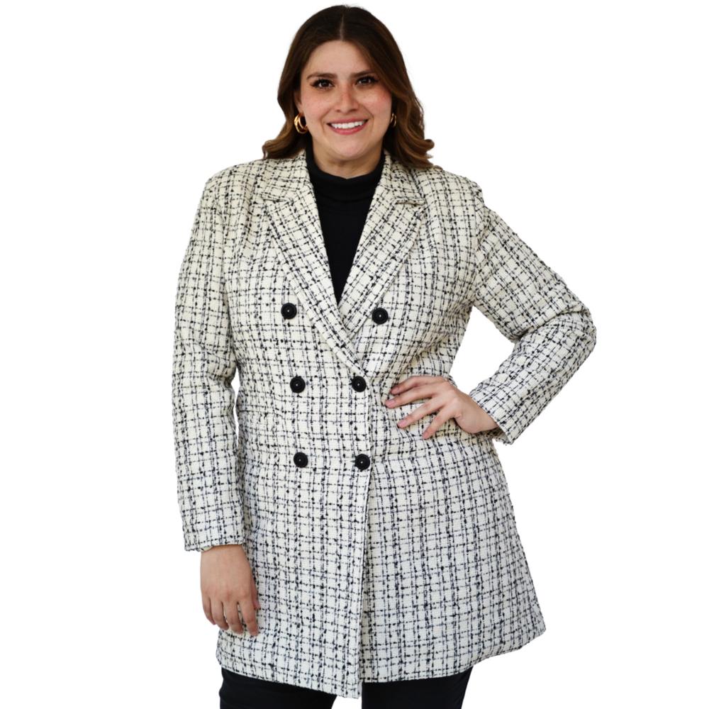 Abrigo Tweed Roman Fashion 7046 color Blanco