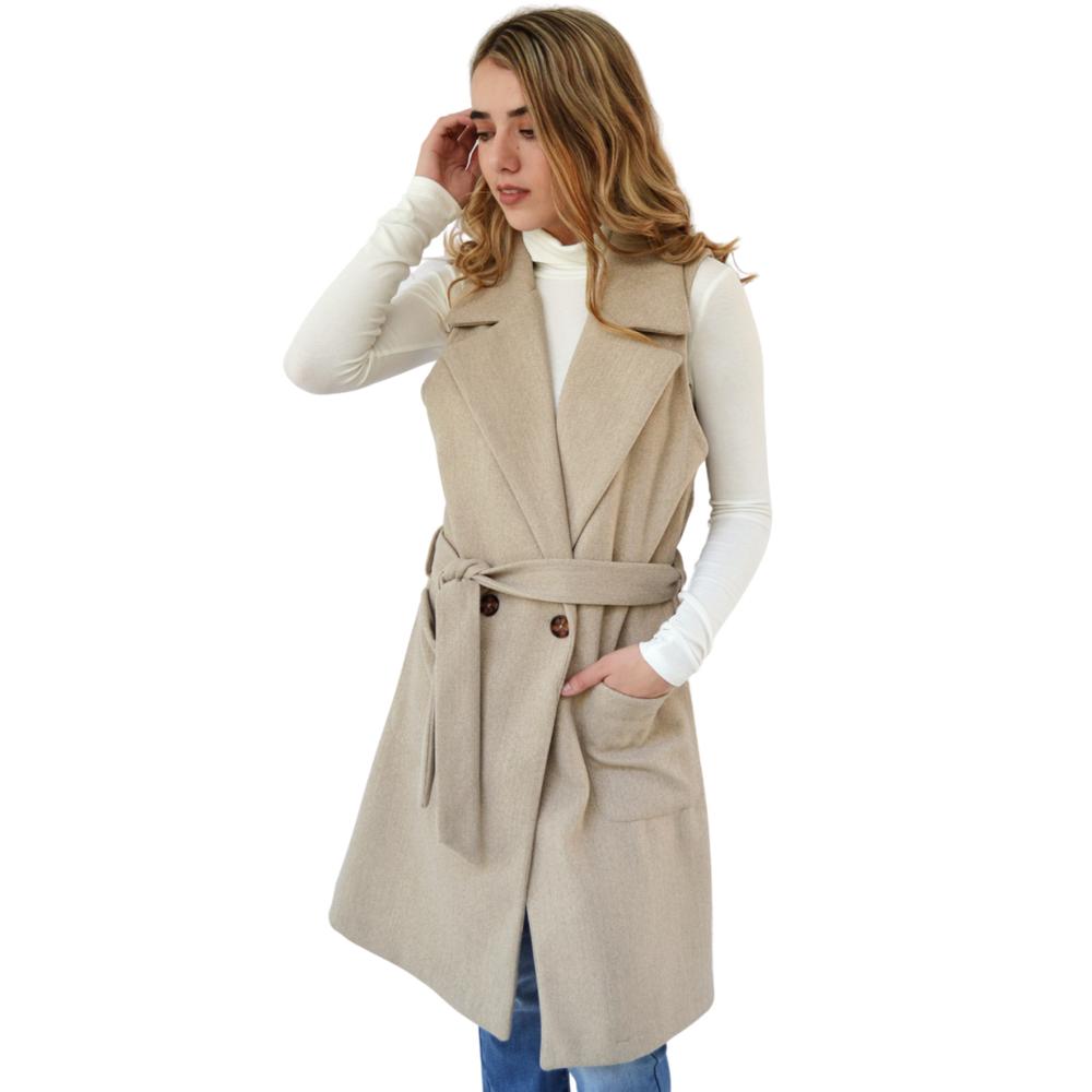Foto 2 | Abrigo Diseño Chaleco Roman Fashion 2140 color Beige