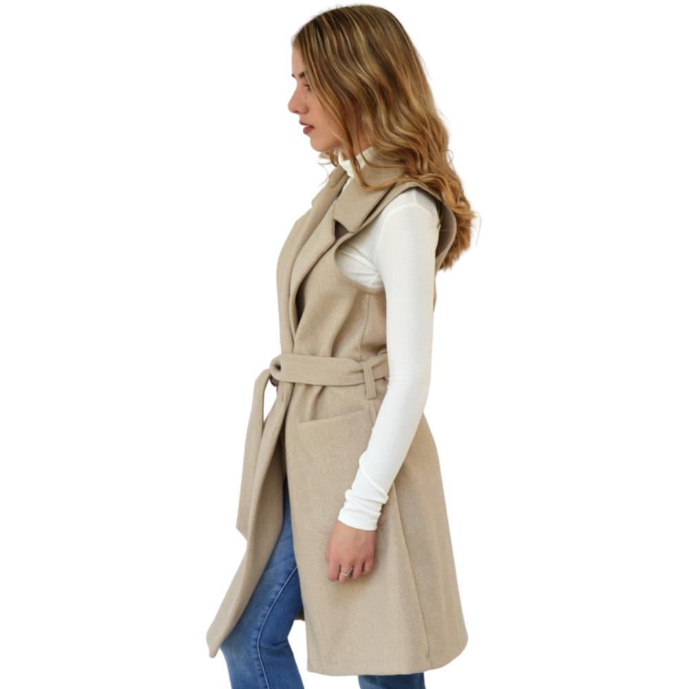 Foto 4 pulgar | Abrigo Diseño Chaleco Roman Fashion 2140 color Beige