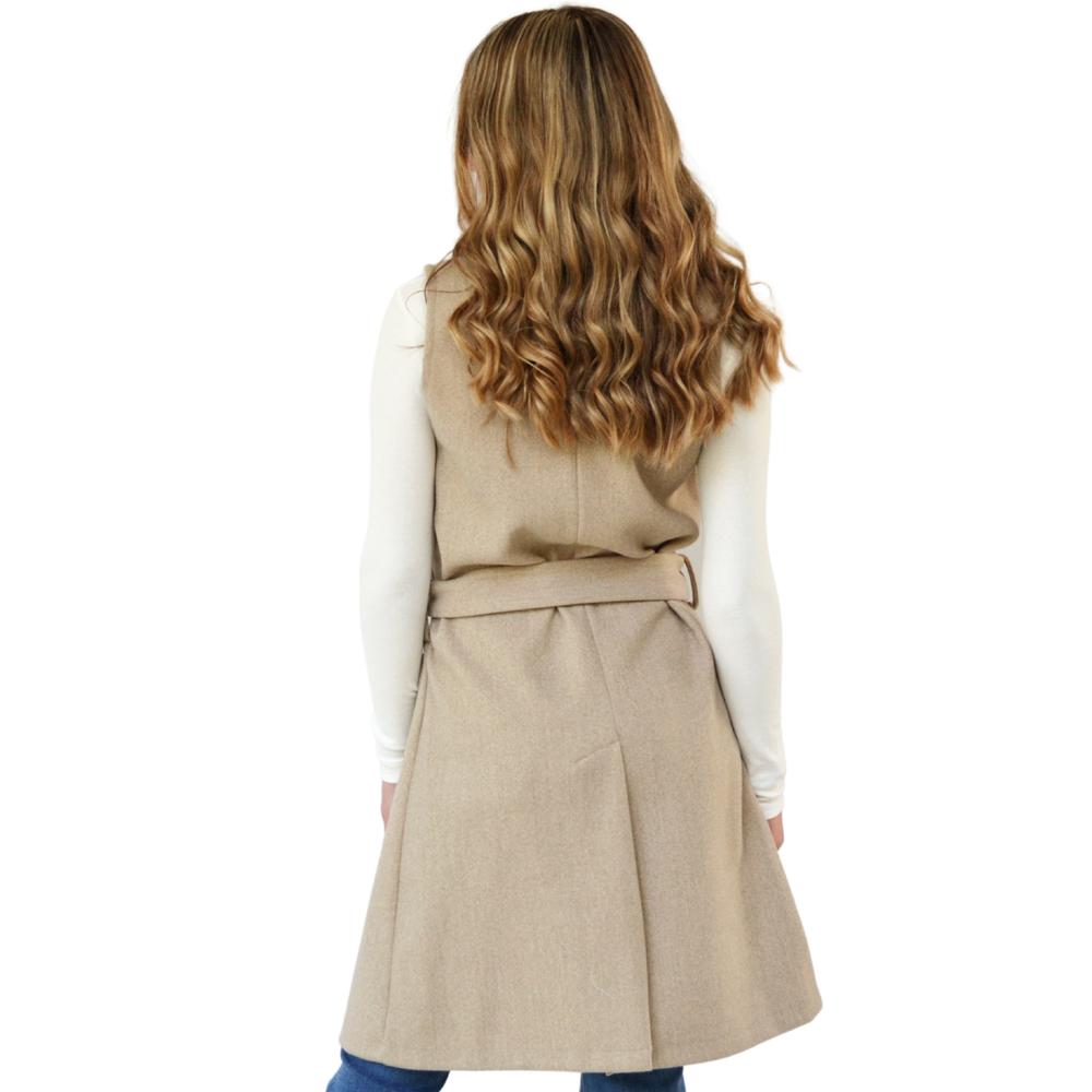 Foto 5 pulgar | Abrigo Diseño Chaleco Roman Fashion 2140 color Beige