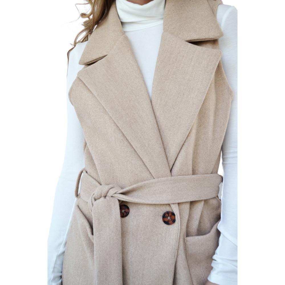 Foto 5 | Abrigo Diseño Chaleco Roman Fashion 2140 color Beige