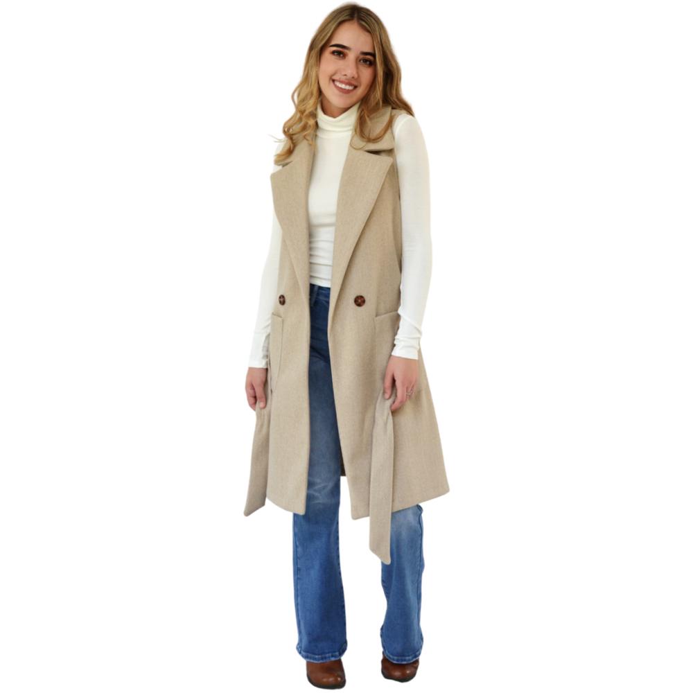 Foto 6 | Abrigo Diseño Chaleco Roman Fashion 2140 color Beige