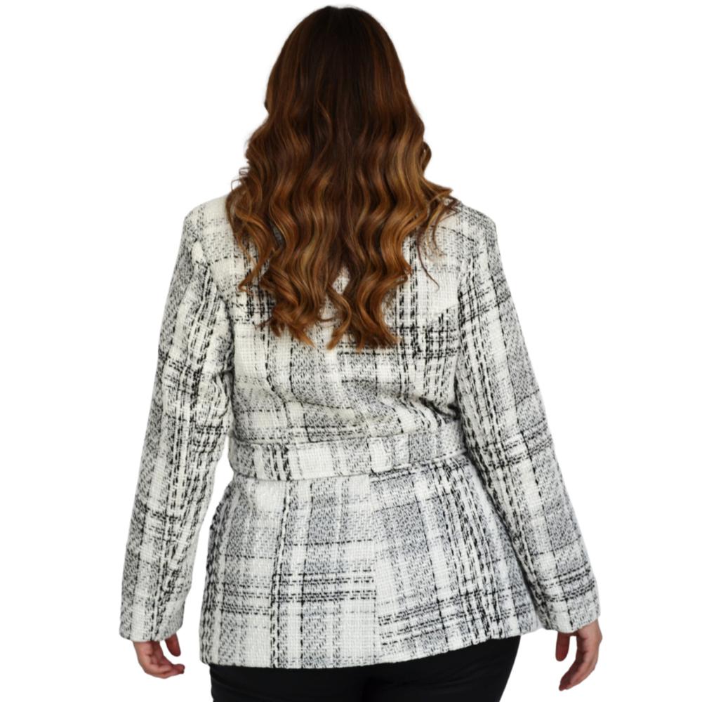 Foto 4 pulgar | Abrigo Tweed Roman Fashion AB-ST-7048-BLANCO-ALL color Blanco Tallas Extras