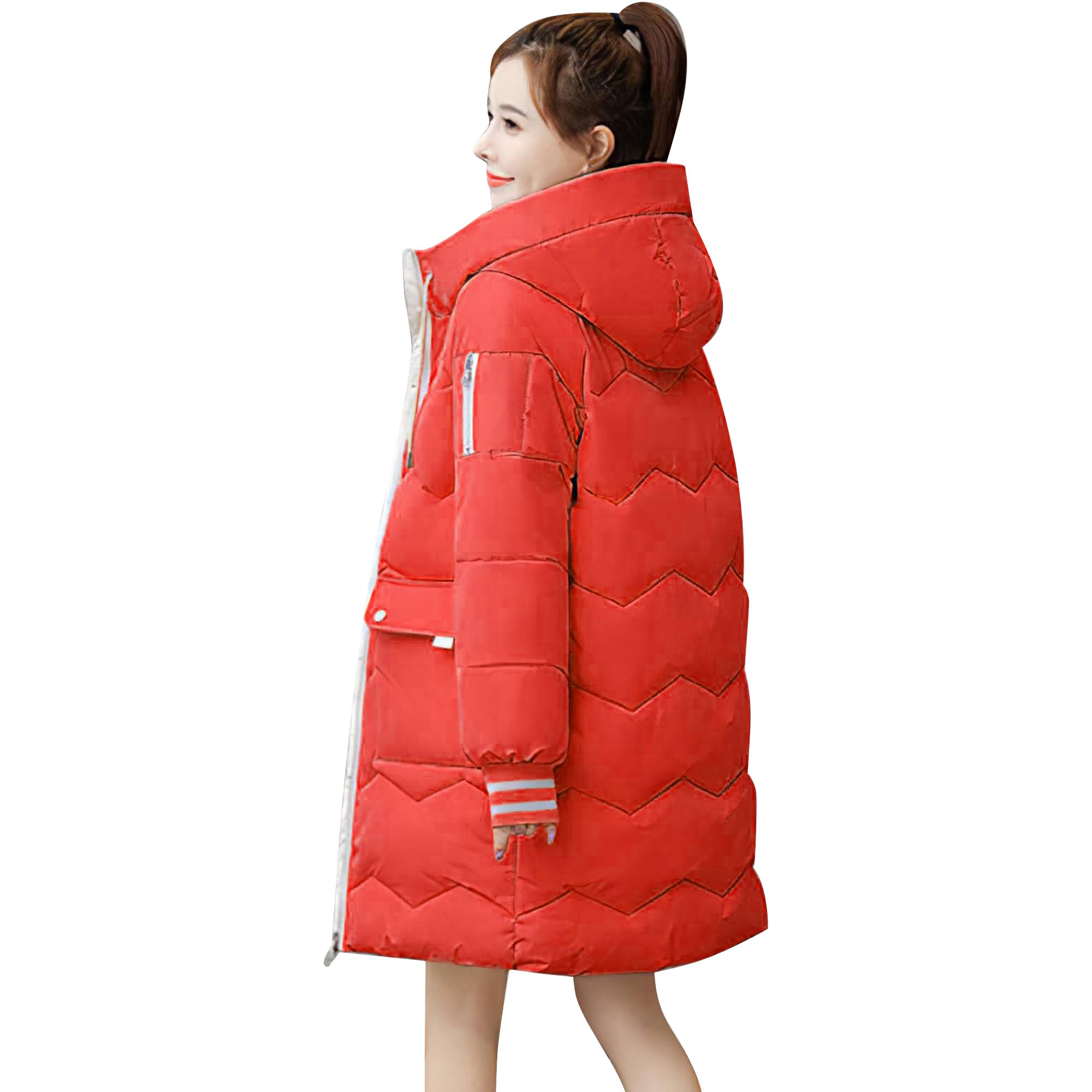 Foto 3 pulgar | Abrigo Largo Tandera Rojo para Mujer