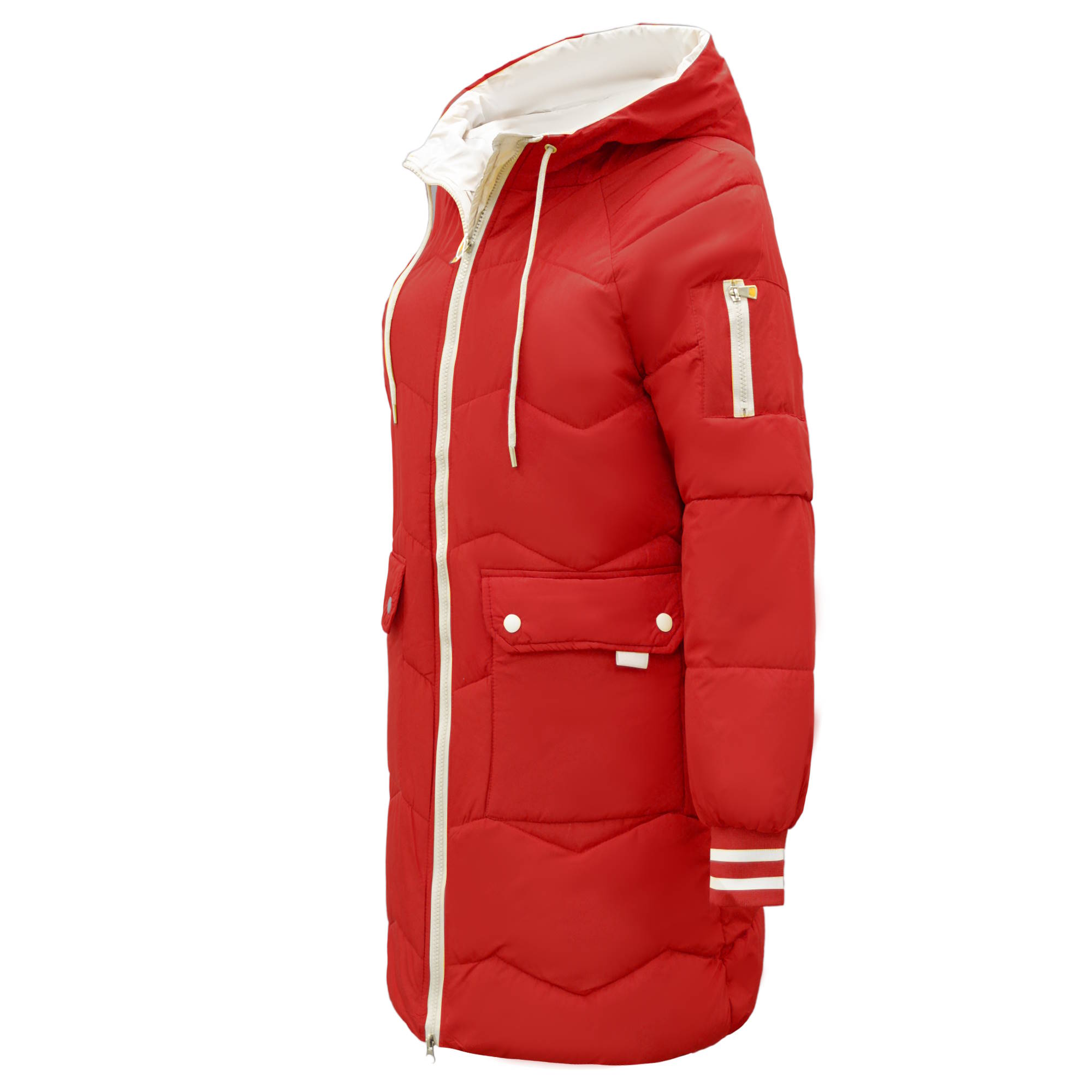 Foto 5 pulgar | Abrigo Largo Tandera Rojo para Mujer
