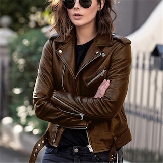 Foto 2 | Venta Internacional-chaqueta De Cuero Fino Pu Para Mujer, De Moda, Sólida, Vinta