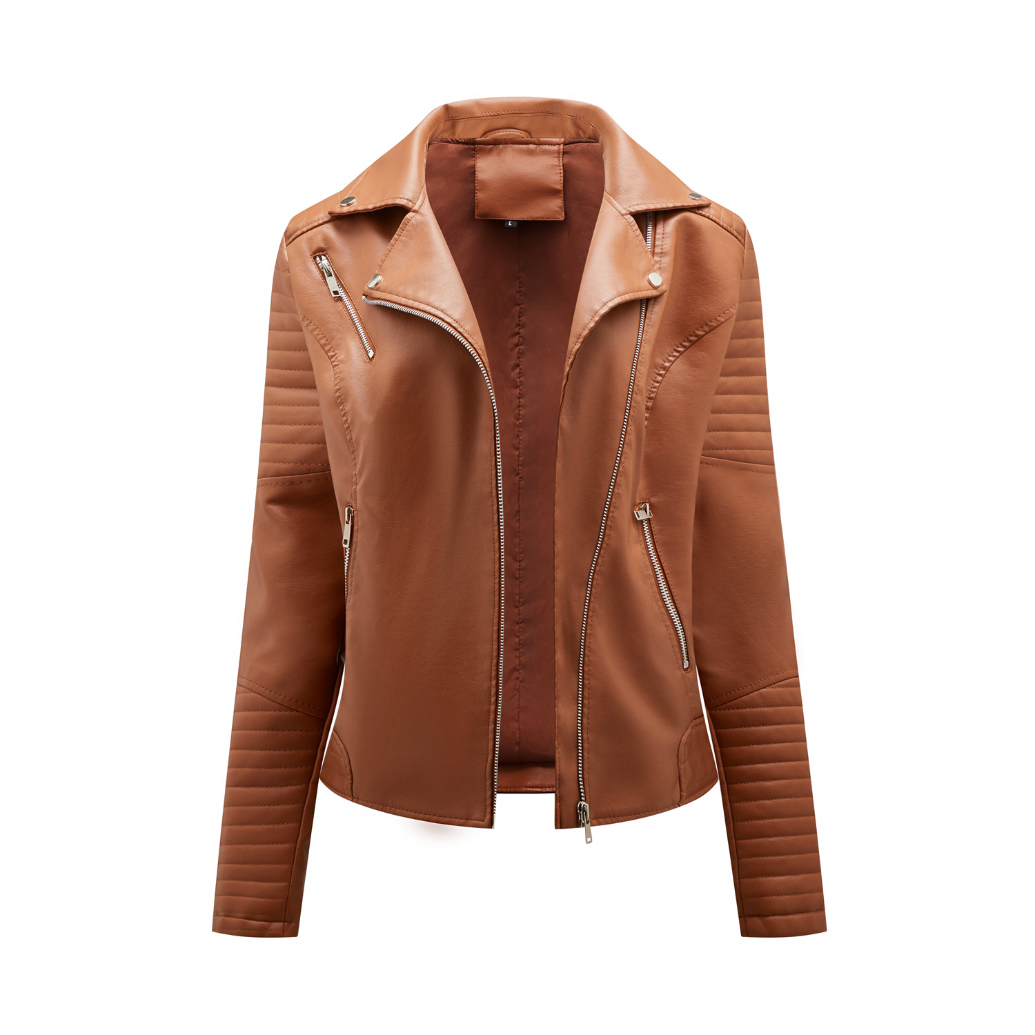 Foto 2 pulgar | Venta Internacional - Chamarra de Piel Sintética Camel para Mujer