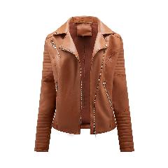 Foto 3 pulgar | Venta Internacional - Chamarra de Piel Sintética Camel para Mujer