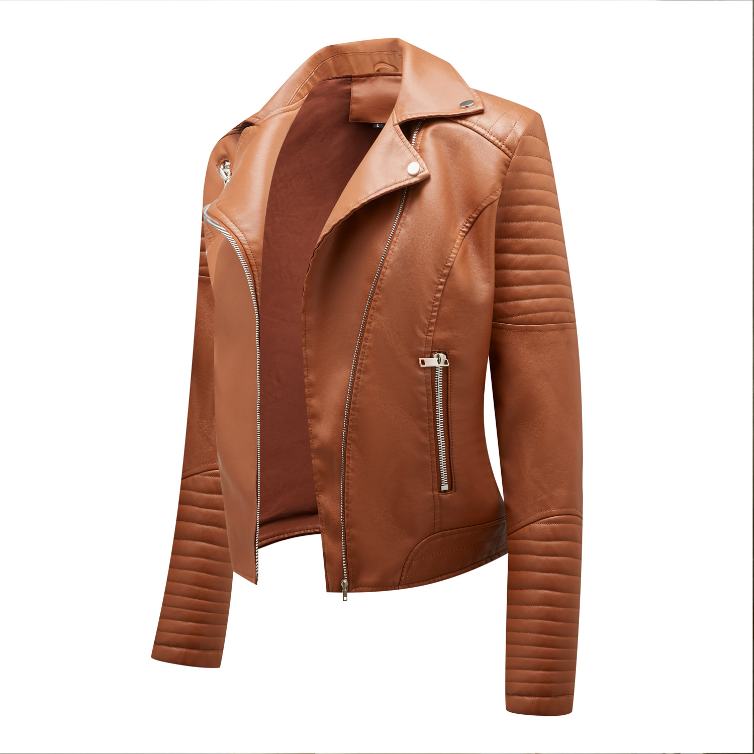 Foto 4 pulgar | Venta Internacional - Chamarra de Piel Sintética Camel para Mujer